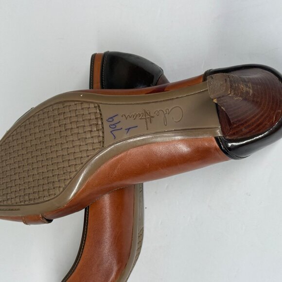Cole Haan Pumps Buckle Accent Brown Leather Mid Heel Slip On Size 9B - Picture 6 of 6